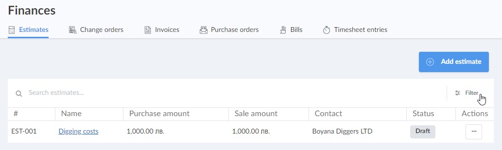 Filters in ManagePlaces Finance module